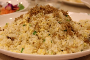 Fried Rice with fried fishes (with eyeballs)
